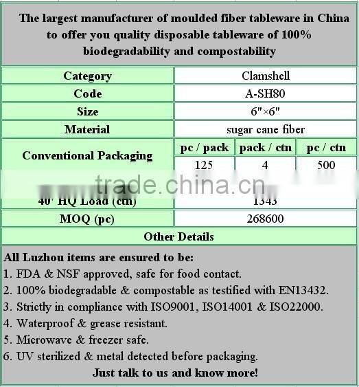 Biodegradable Pulp Fast Food Container