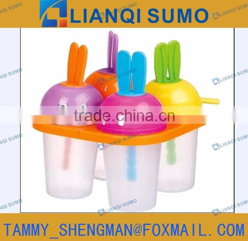 6pcs LFGB/FDA Food Grade plastic ice lolly mould rabbit shape