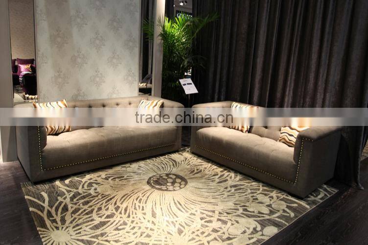 Famous brand anqique style double sofa with rivet--s15903
