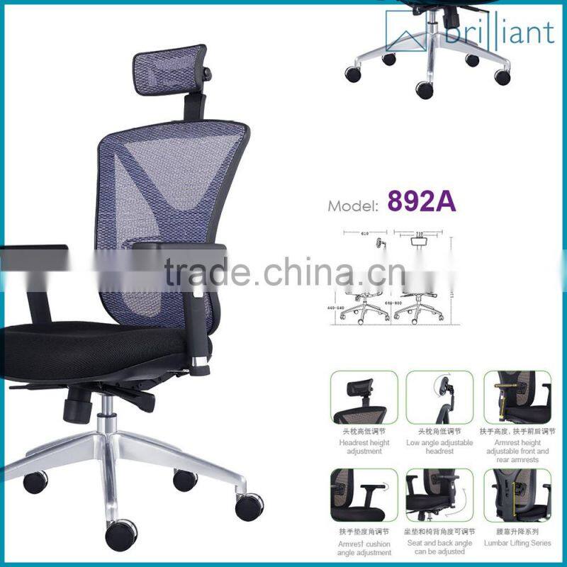 892A High Back Ergonomic Executive Chair with Headrest in Mesh