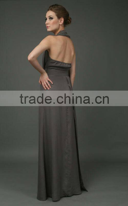 silver grey wedding dresses long bare back evening dresses neck ruffle prom dress black