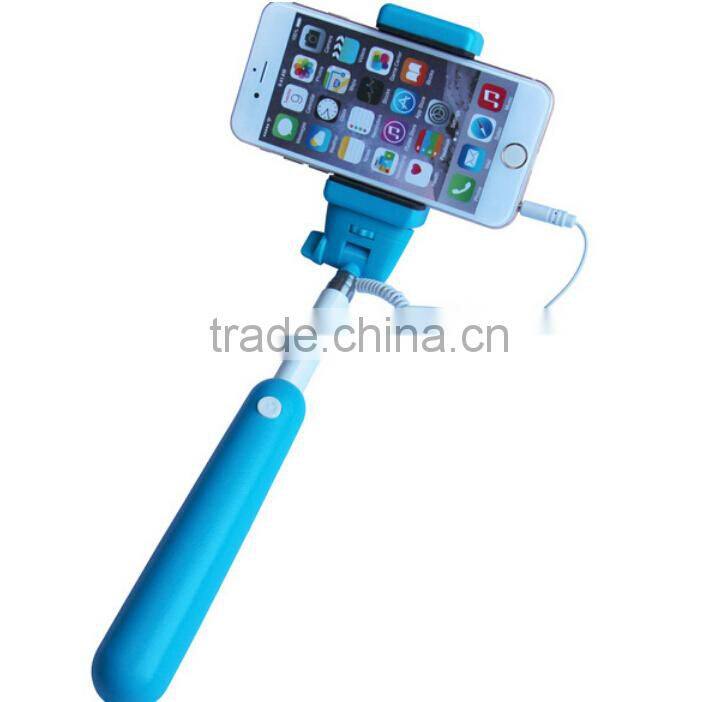 Extendable camera tripod monopod selfie stick with cable
