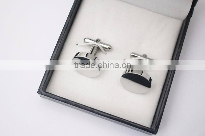 Classic Simple Stainless Steel Round Silver Wedding Cuff Link Blanks