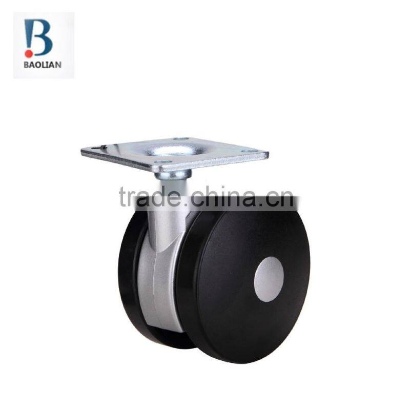 3" black rivet nylon furniture caster with plate and brake