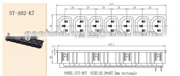 C13 plastic AC power socket