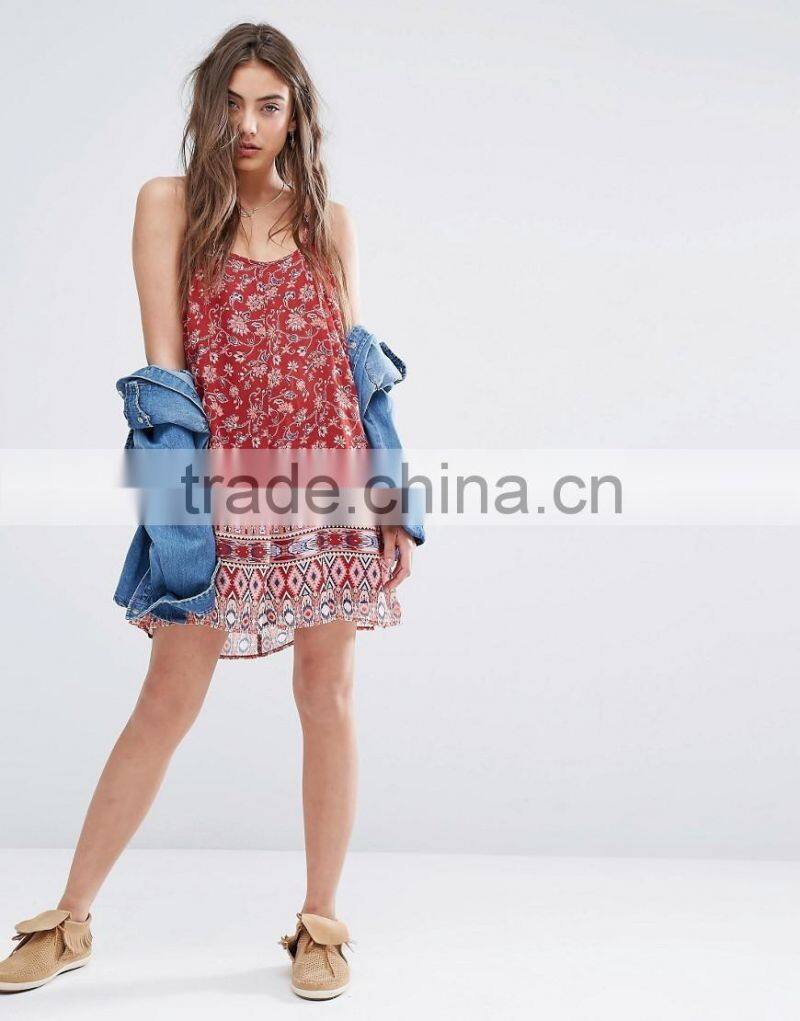 2016 China Wholesale Vintage Summer Latest Chiffon Swing Dress With Print In Latest Designs