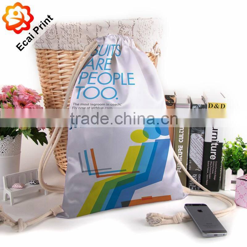 HOT SALE Custom made sublimated digital printing promotional drawstring bag