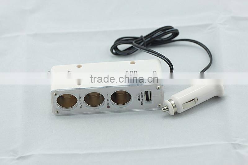 Newest car cigerette with usb 1000mA with black and white