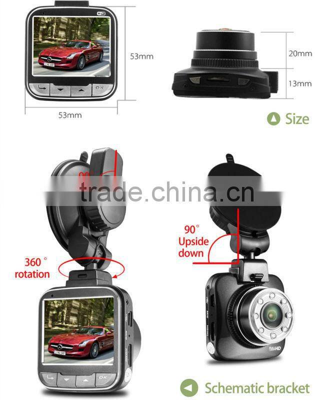 2.0 inch 170 wide angle 1080p hd in car dvd recorder camera