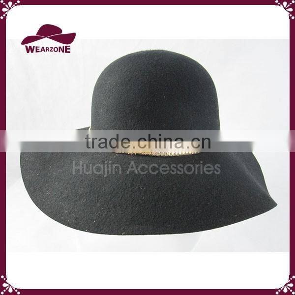 Wide Brim Floppy Style with Metal Decoration Felt Hat