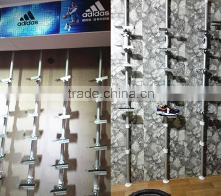 huohua metal material easy assembly muti-functional shoe shop using revolving shoe rack