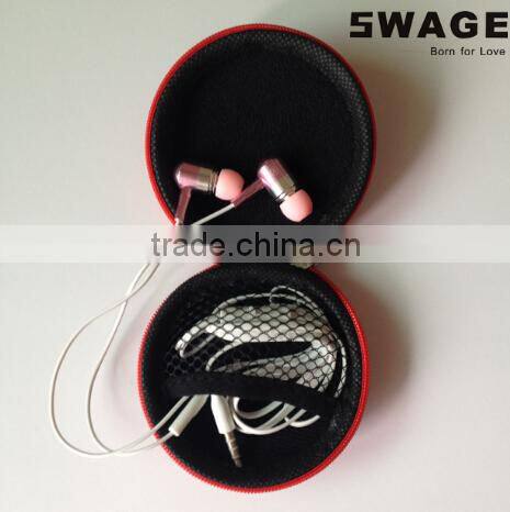 PH-EM601pink color metal earphone with good sound and eva bag packing