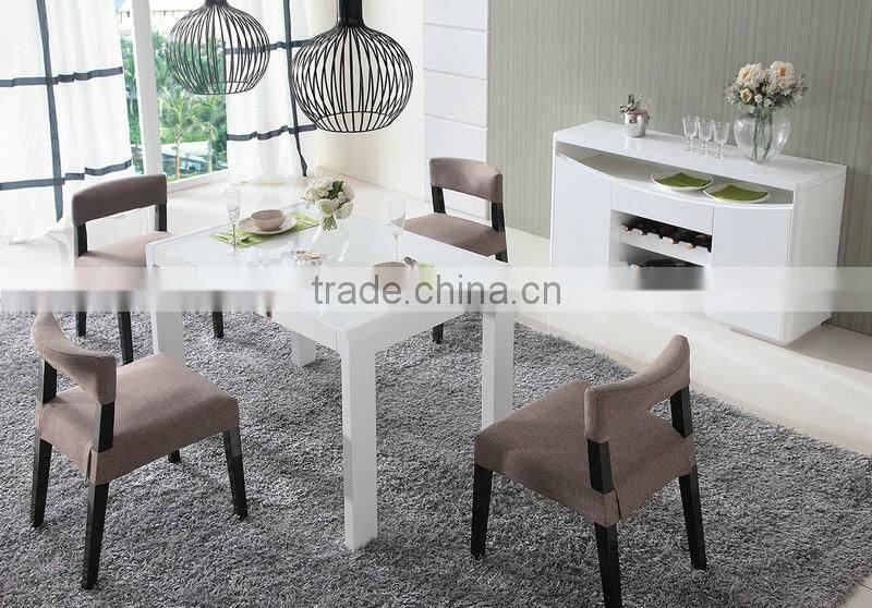 Glass Top Dining Table With MDF Frame Solid Wood Legs A1505#