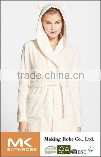 Girls Coral Fleece Bathrobe with Animal Hood