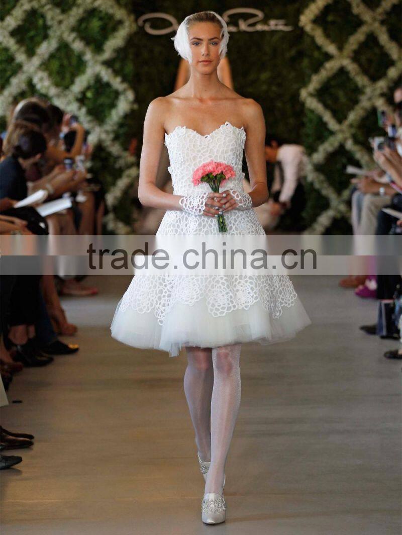 (MY1314) MARRY YOU Sweetheart Knee-length Short Lace Wedding Dresses 2016