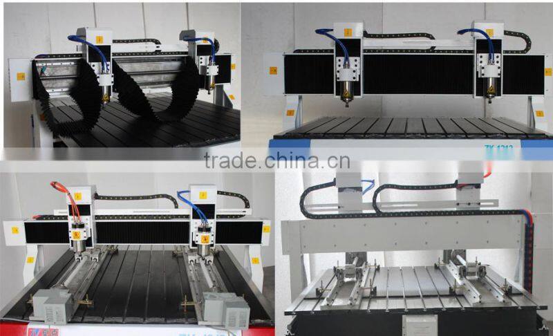 Low Price 2 Heads Wood CNC Router Machine with 2 Rotary Axis