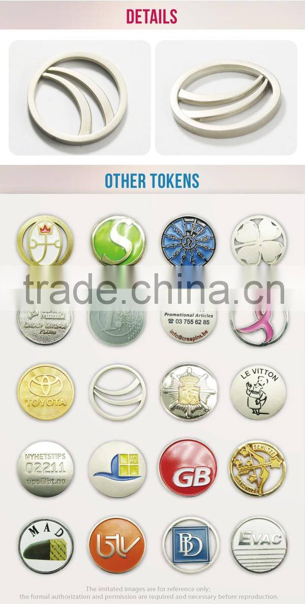 Wholesale bulk embossed laser cut out custom shopping cart tokens