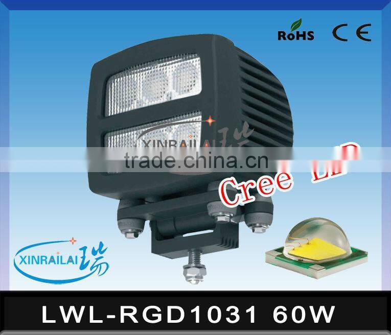 square 60w offroad led work light RGD1031 9-32v DC high quality led work light.led fog light