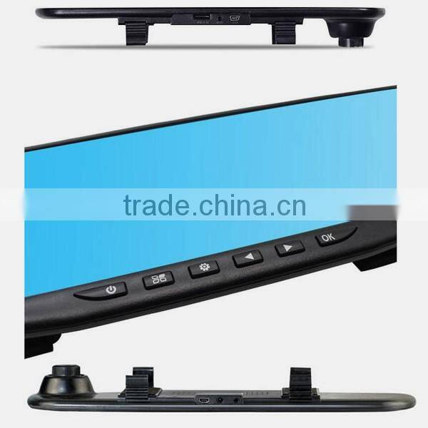 Promotion Dual Lens 1080P 4.3inch rearview mirror DVR camera with Two Lens