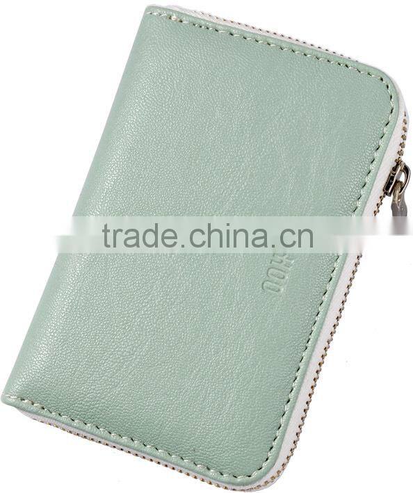leather business card holder credit card holder with metal zipper