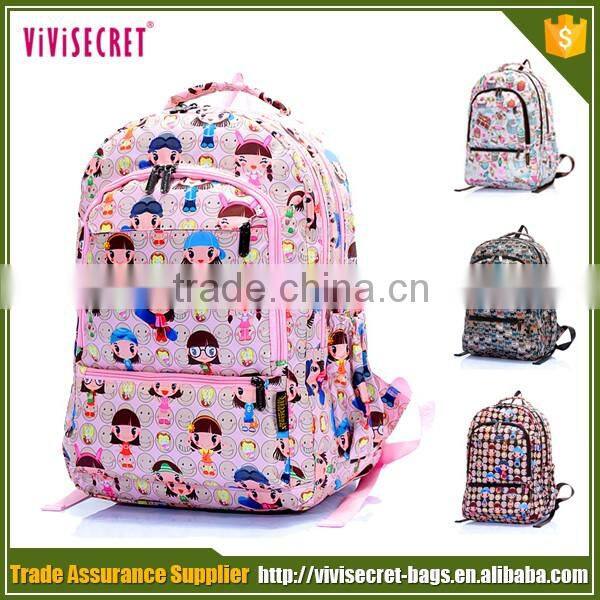 Manufacturers polyester waterproof pink cartoon school fantasy backpacks from china