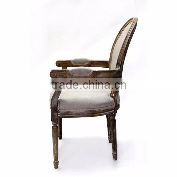 Country garden classic carved fabric oak wooden chair