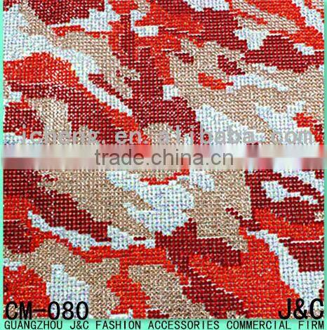 24*40cm blue color lace rhinestone hot fix Rhinestone mesh