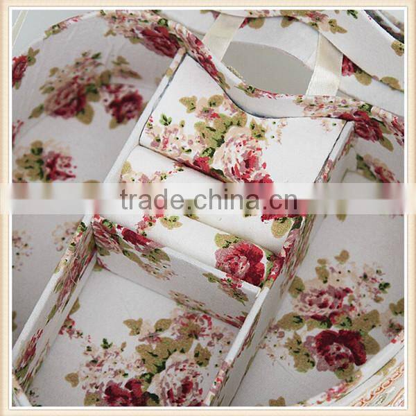 Noble home decorative large heart shape fabric jewelry box