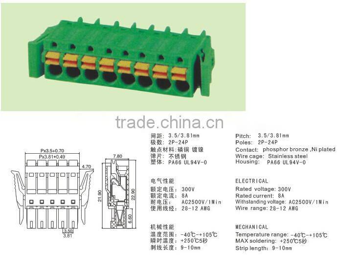 Pluggable PCB Terminal Blocks KF 2EDGKRG/KVG-3.5mm2x5P connector