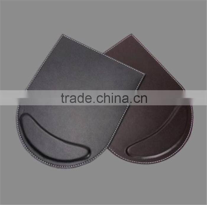 Customized design genuine leather mouse mat pad holder with wrist rest