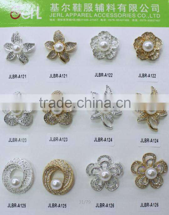 Shinning small flower clear crystal alloy flower rhinestone brooch