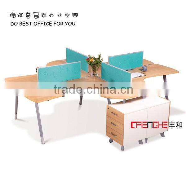 melamine desk office cubical workstation for 4 persons