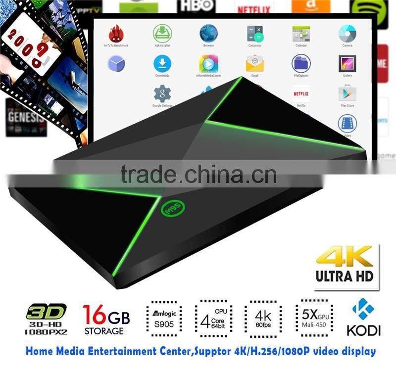 2016 New Arrival M9S Z8 S905 2G 16G Android 5.1 4K TV BOX 2.4G WIFI 1000M LAN Bluetooth KODI