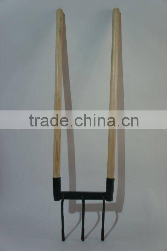 3 tine double handle fork