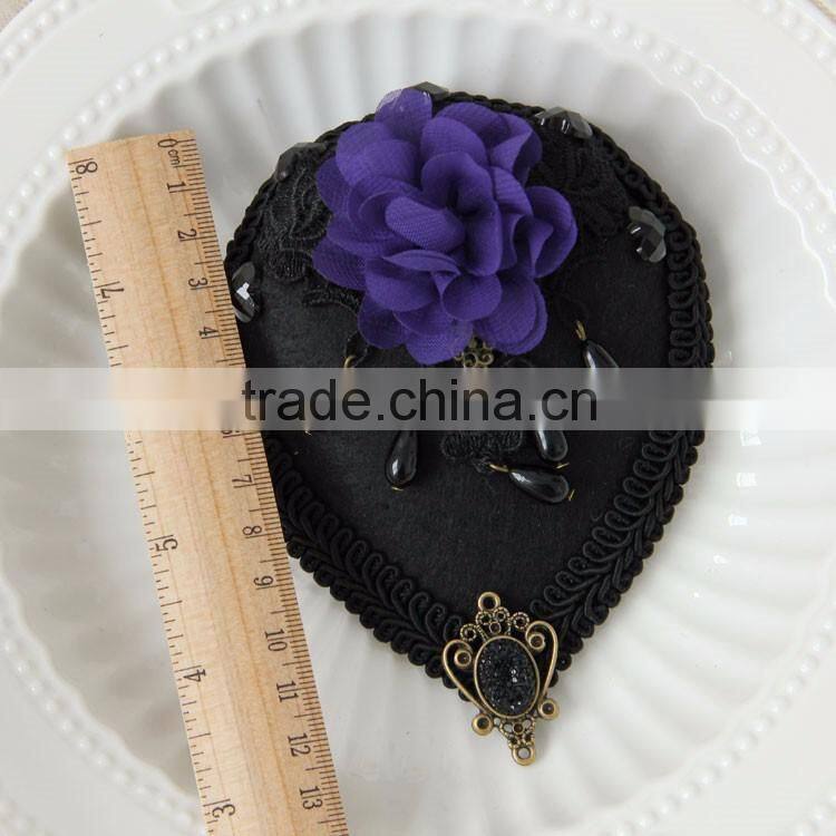 MYLOVE dark purple flower mini top hat lady party hair accessory