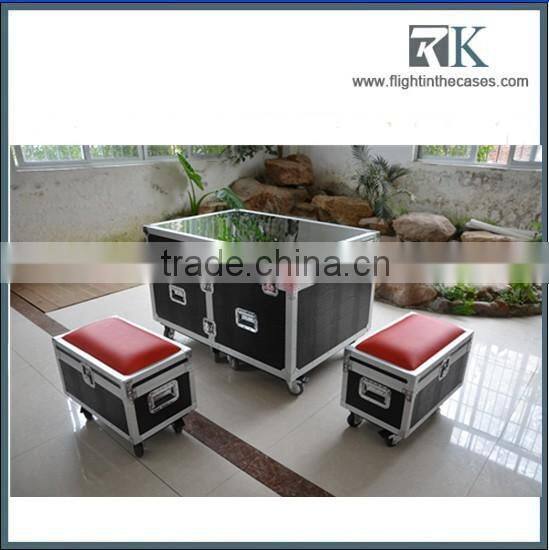 3 Seater Wood and Green Leather Sofa road case