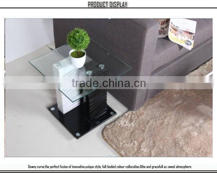 Black MDF glass top living room corner table