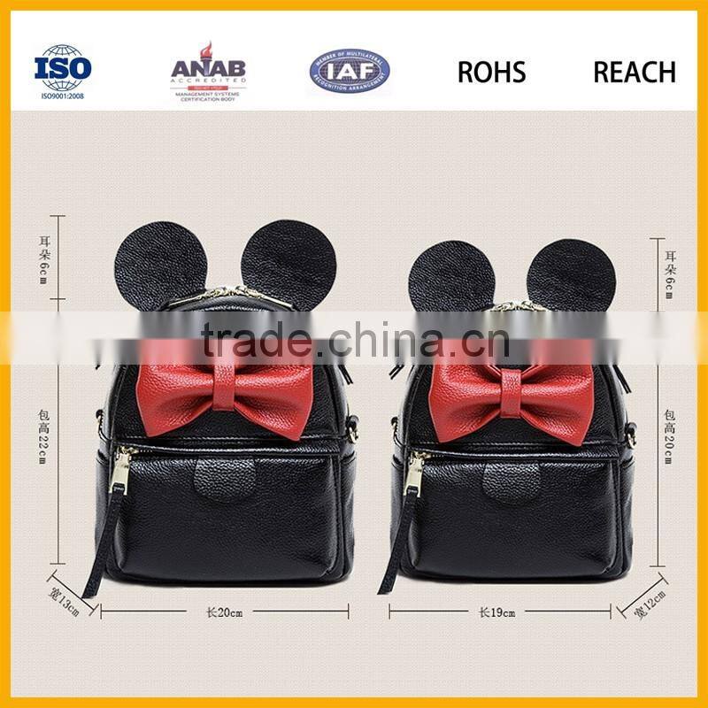 Latest Design Low Price Funny Style Black PU Leather Mini Backpack Leisure Bag for Girls