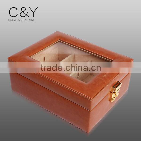 Hot Sale Brown PU Leather Spectacle Storage Case