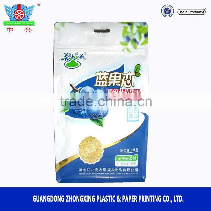 Factory price eight side sealed zip lock pouch with square bottom