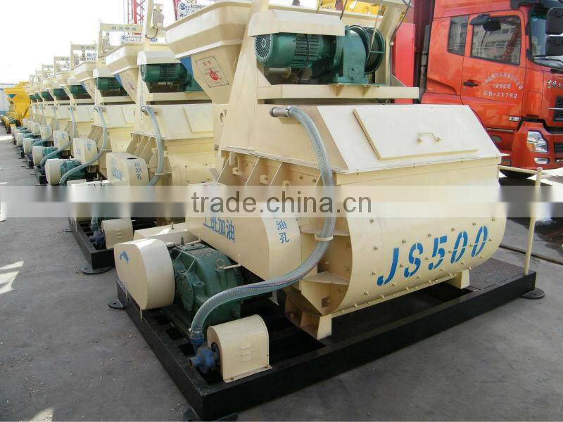 Double horizontal shaft compulsory JS500 concrete mixer (skype:mayjoy46)