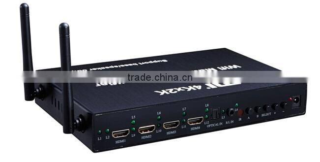 WIFI HDMI Matrix 4x2 + Amplifier (Support IOS/Android WIFI display, 4Kx2K,Bass/speaker output)
