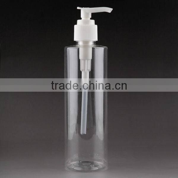 2014 the Latest 250ML PET Transparent bottle/ plastic shampoo bottle/ /lotion bottle/squeeze bottle with pump spray
