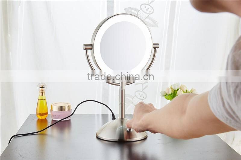 Double-sided battery-operated makeup mirror with 3X magnification, LED mirror