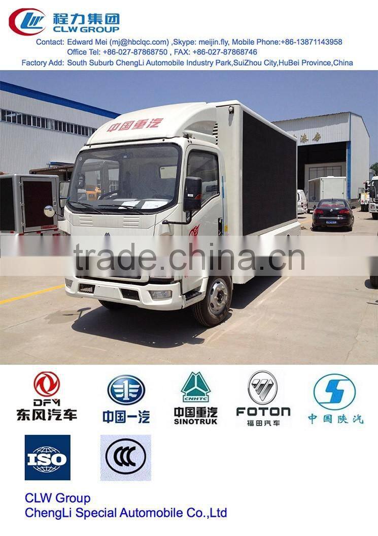 HOWO LED advertising truck,4x2 mobile truck led tv screen