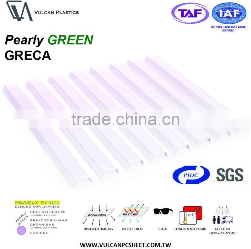 Polycarbonate sheet (Corrugated Pearly GREEN GRECA)