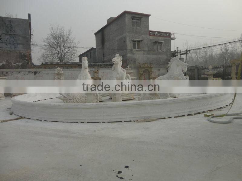 Large Outdoor Marble Water Fountain with Horse