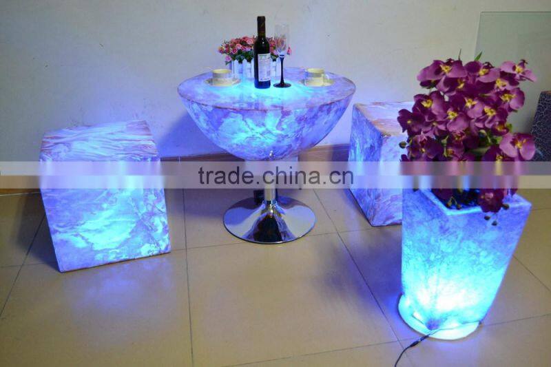 Manufacturer 40CM cube FRP/GFRP (Fiber Reinforced Plastics) chair with remote control 16 mix changeable colors