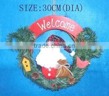 christmas wreath , christmas hanging decorate,Christmas wreath with sitting snowman