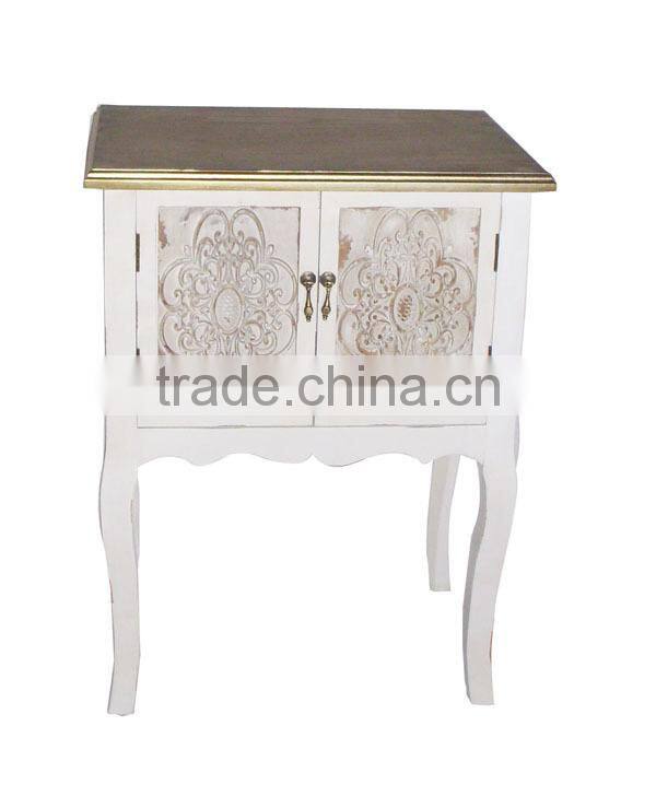 Antique White Finish Wooden Cabinet Retro Wooden Carved Cabinet Cheap Wooden Cabinet Wholesale
